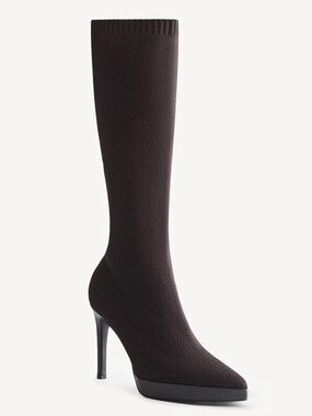 COSY ISLAND 'Moodboots Pointed Toe Platform High Boots' in Coffee